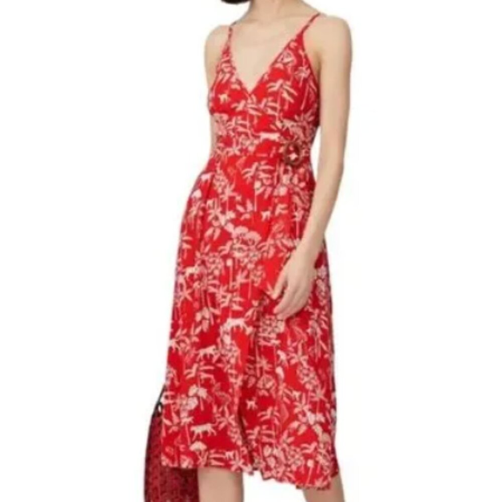 Minkpink Sahara Breeze Faux Wrap Midi Dress size M in Wild Jungle